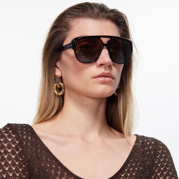 Tom Ford FT1103 02A Jayden Aviator Sunglasses - Black/Smoke main image 6